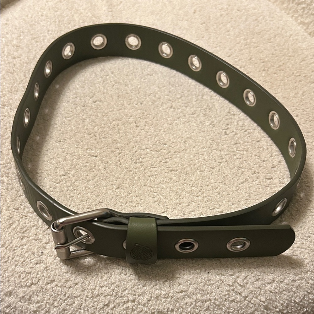 Olive Green Belt with Silver Accents
